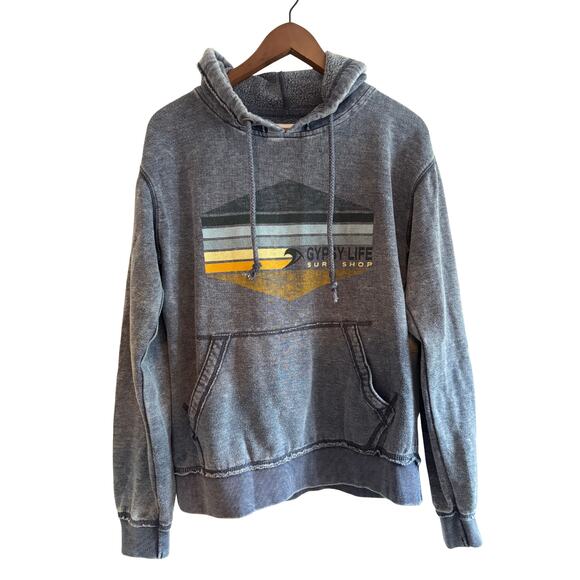 Hoodie | Mens M | Gypsy Life Surf Shop | Burnout Wash Fleece | Navy | Sweatshirt - Picture 2 of 7